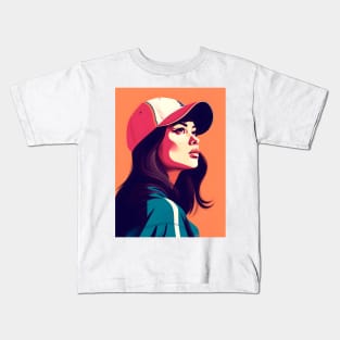 Baseball Woman Player pop style Kids T-Shirt